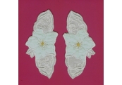 Pair Satin Blue Green Embroidery Appliques  	297 