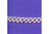 5 Yds  1/2"  White/ Pink Crochet Cluny   2189
