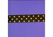 5 Yds 7/8" Brown/White Dot Grosgrain Ribbon   4042