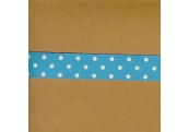 5 Yds 7/8" Aqua/White Dot Grosgrain Ribbon   4043