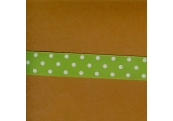 5 Yds 7/8"  AppleGreen/White Dot Grosgrain Ribbon  4045