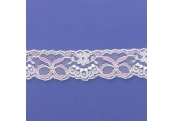 50 Yds  1 1/4"  White/Pink Bows  Lace   4112