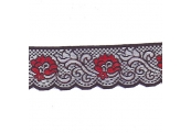 100 Yds  2 5/8"  Black/ Red Scalloped Lace   4307