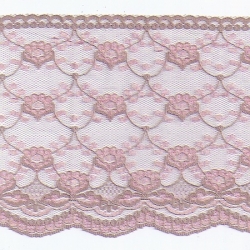 50 Yds  7"   Taupe/Pink Scalloped Lace  4310