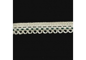 5 Yds    7/8"   Ivory/Green Crochet Cluny  2625  