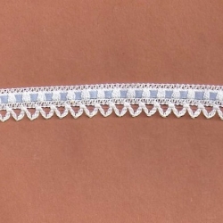 5 Yds  5/8"  White/w Blue Crochet Beading  4505 