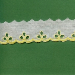 5 Yds 1 1/4" White Yellow Embroidery Eyelet   4022