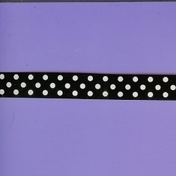 5 Yds  5/8"  Black/White Dots Ribbon   4204