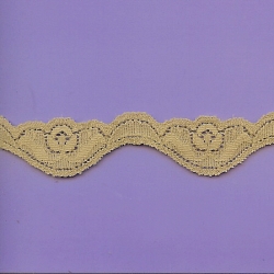 5 Yds  1"  Tan Scalloped Stretch Lace   4051