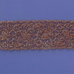 5 Yds  2 3/8"  Moroccan Brown/ Gold Stretch Lace  4273  